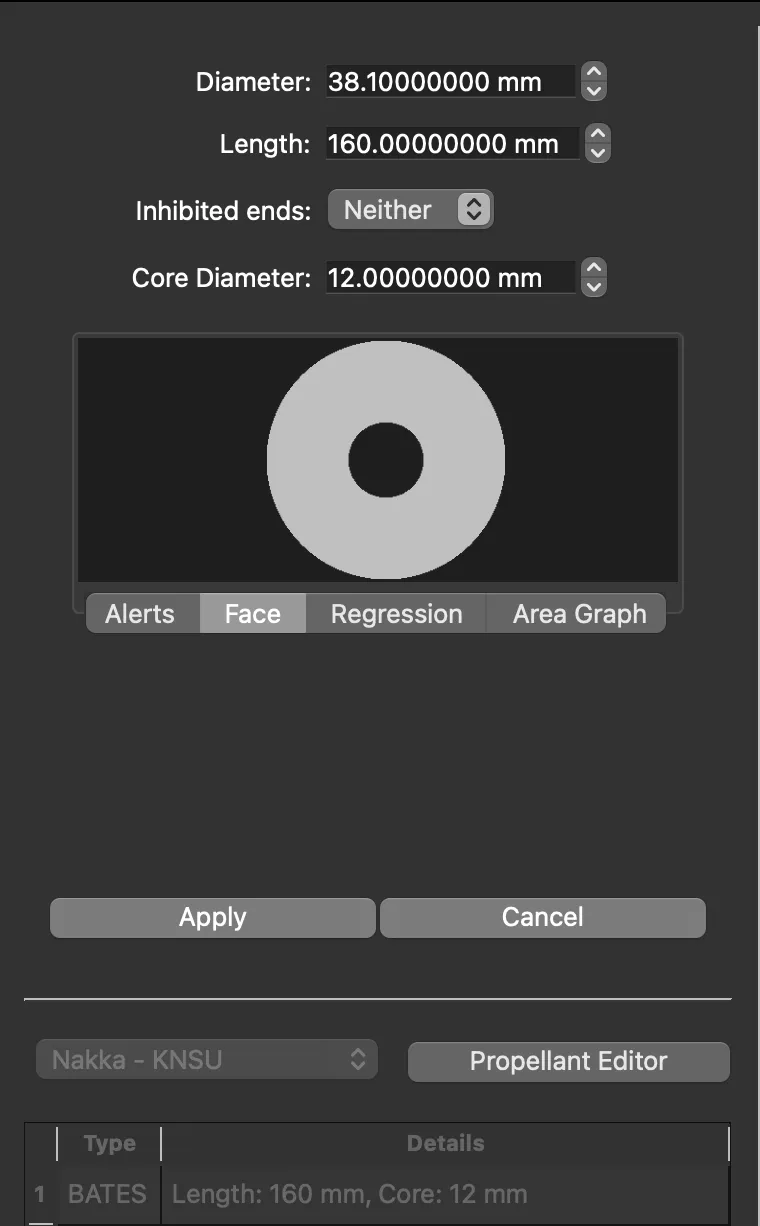 OpenMotor Grain geometry value
